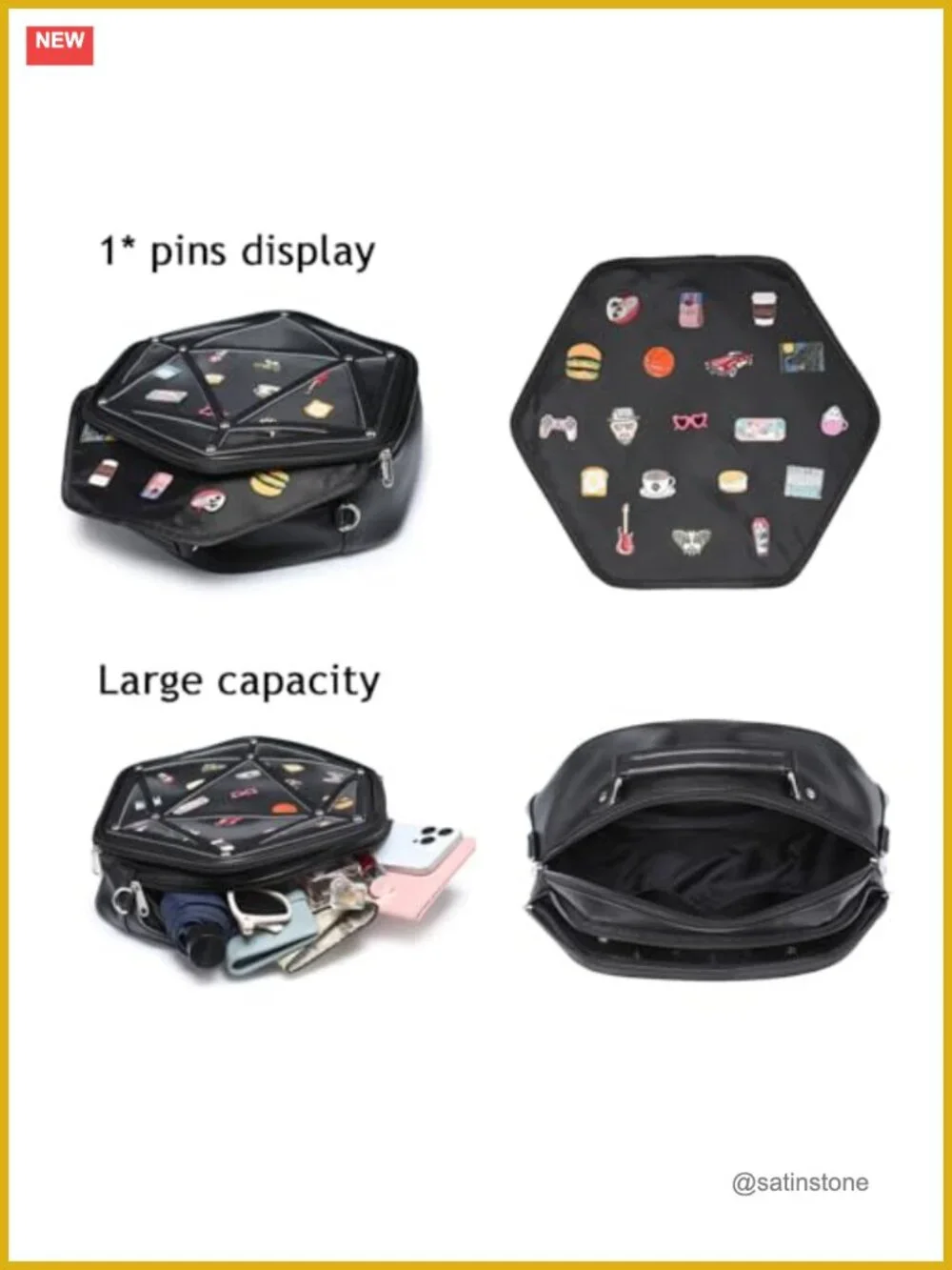 Ita Bag Crossbody Shoulder Backpack PU Leather Pin Display Bag